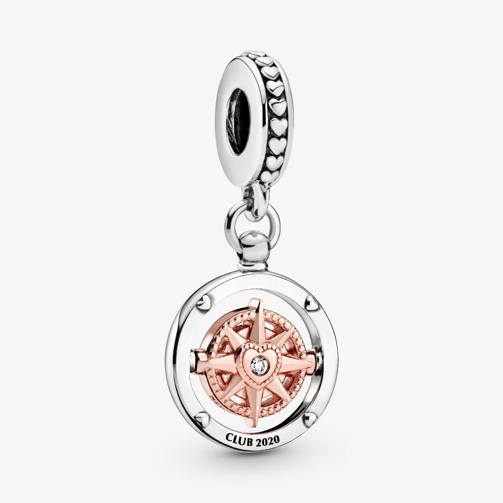 

Trendy 100% 925 Sterling Silver Club 2021 Compass Dangle Charm Silver fit Original Pandora Bracelets Jewelry Lady Gift