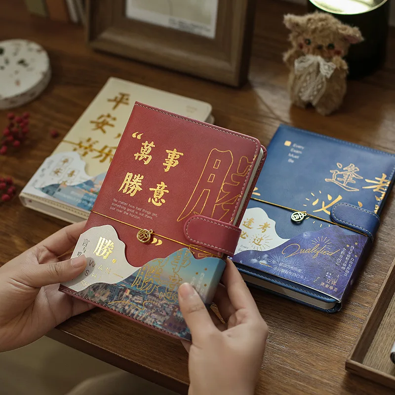 

B6Bronzing Magnetic Buckle Notebook 196P Words And Bubble Series Bookkeeping Book Creative Text Blessing Student Notes Hand Book