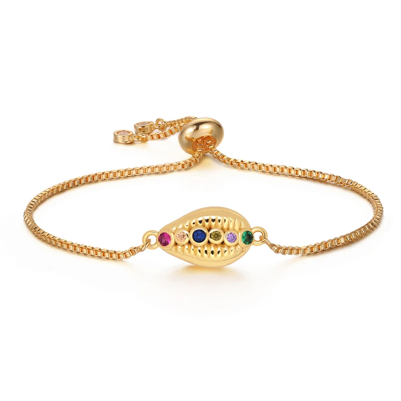 Многоцветный кубический цирконий медный Cowrie Seashell женский браслет 2020 Новая мода