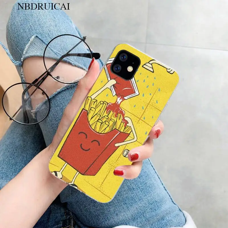 PENGHUWAN Pizza French fries Doughnut food Soft Silicone Phone Case for iPhone 11 pro XS MAX 8 7 6 6S Plus X 5S SE XR cover | Мобильные
