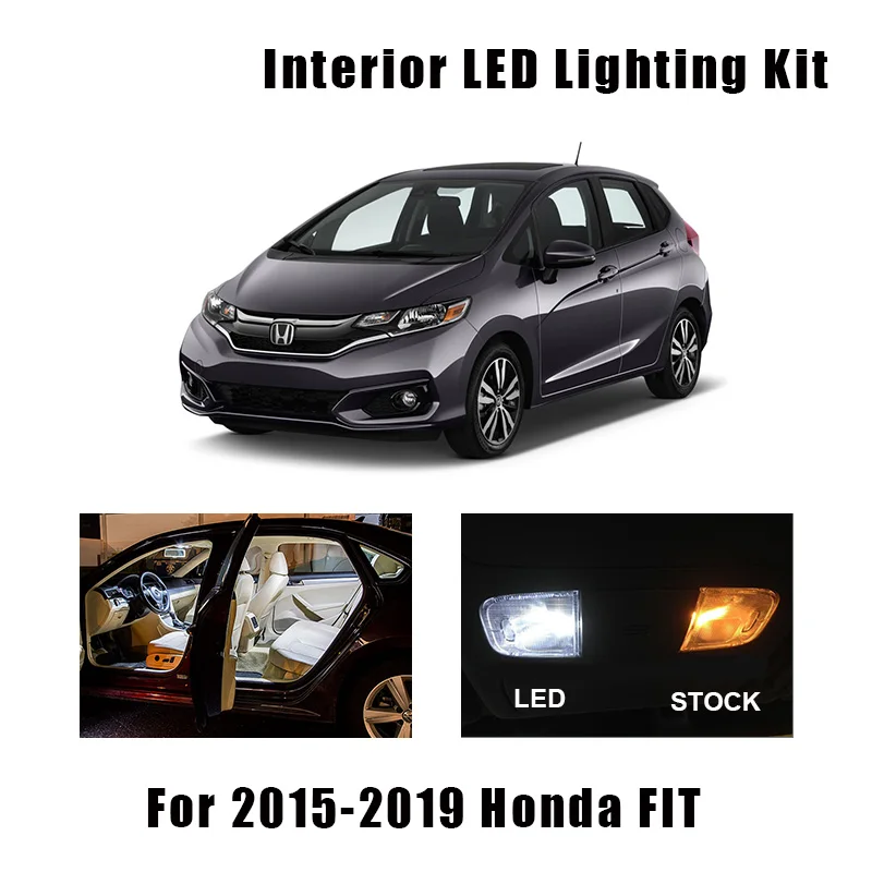 

9 Bulbs White Interior LED Car Map Dome Light Kit Fit For Honda FIT 2015 2016 2017 2018 2019 Trunk Cargo License Plate Lamp