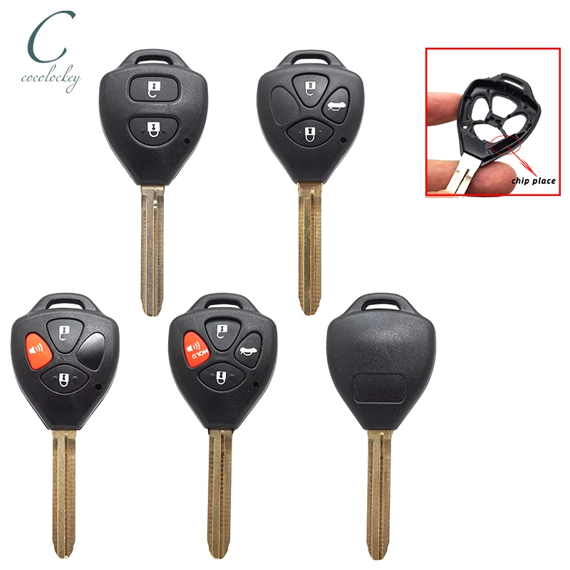Cocolockey Key Shell For Toyota Corolla Camry Reiz RAV4 Crown Avalon Venza Matrix Blank 2/3/4 Button Remote Car Key Case TOY43
