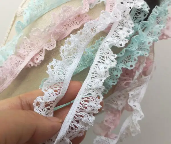 1M Pleated Guipure Sky Blue Lace Ribbon Trim 1.8cm White Pink Lace Fabric Dress Decoration Craft Supplies DIY Sewing Accessories