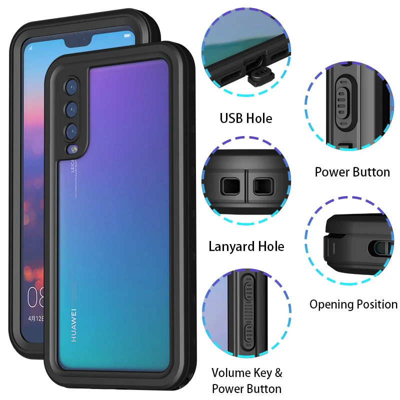 Для Huawei P20 Pro Lite P30 P40 водонепроницаемый чехол для плавания Mate 30 20 360 противоударный