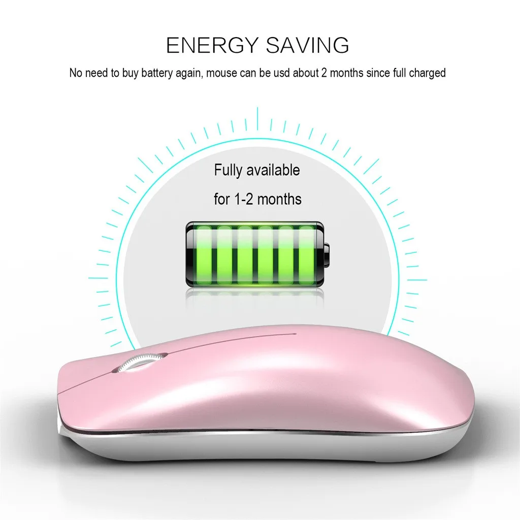 

Wireless Bluetooth Mouse Rechargeable Mute Max 1600DPI Low Noise Mouse Desktop Pc Gamer Laptop Silent Keys
