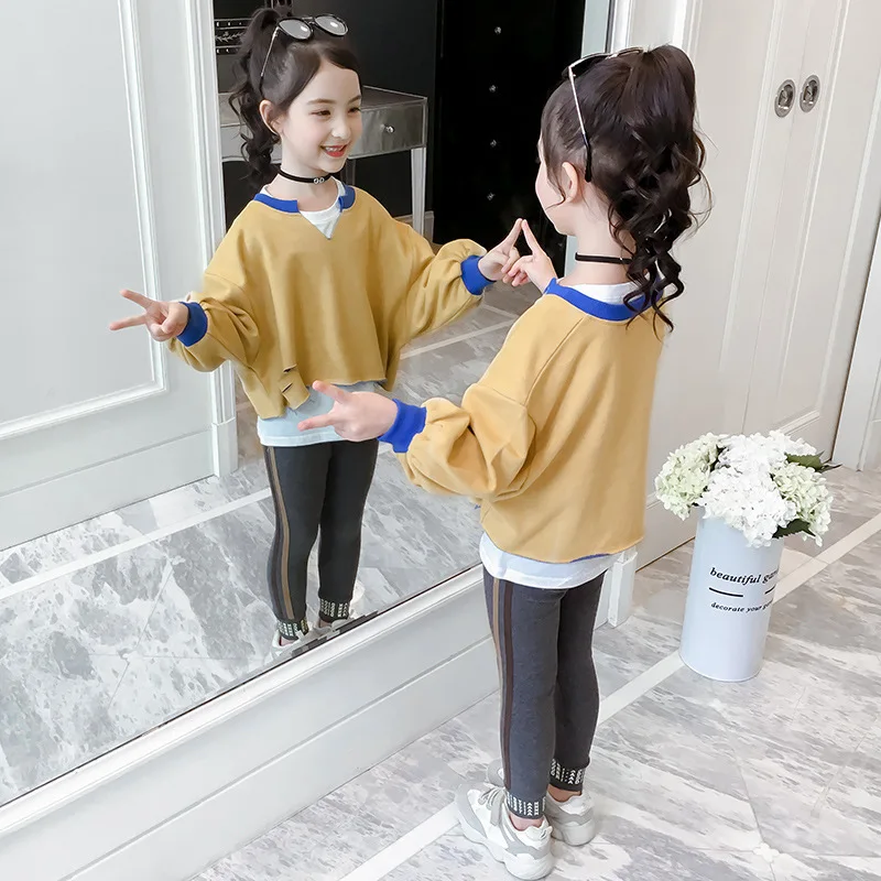 Костюм для девочек осень 2019 детская одежда в западном стиле осенняя модный