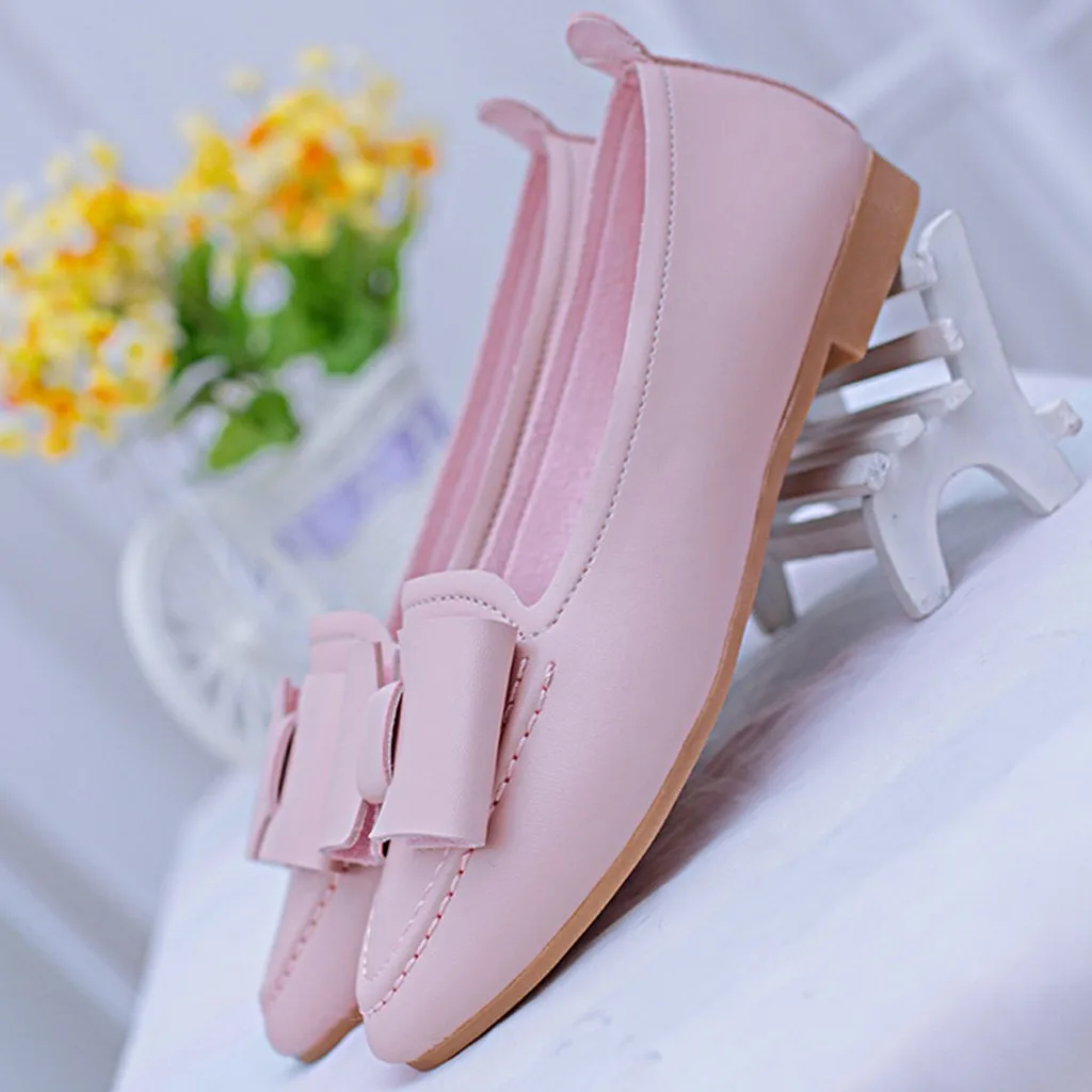 

Pink Loafers Woman Fashion Flats Shoes Women HighQuality Leather Loafers Comfortable Soft Pu Bota Female Sweet Bowknot Flat Shoe