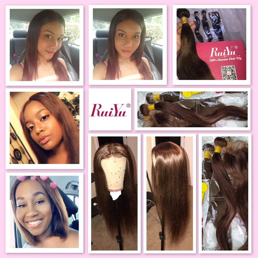 Human Hair Bundles With Closure Straight Hair Bundles With Closure Brazilian Hair Weave Bundles With Closure RUIYU Non-Remy Hair