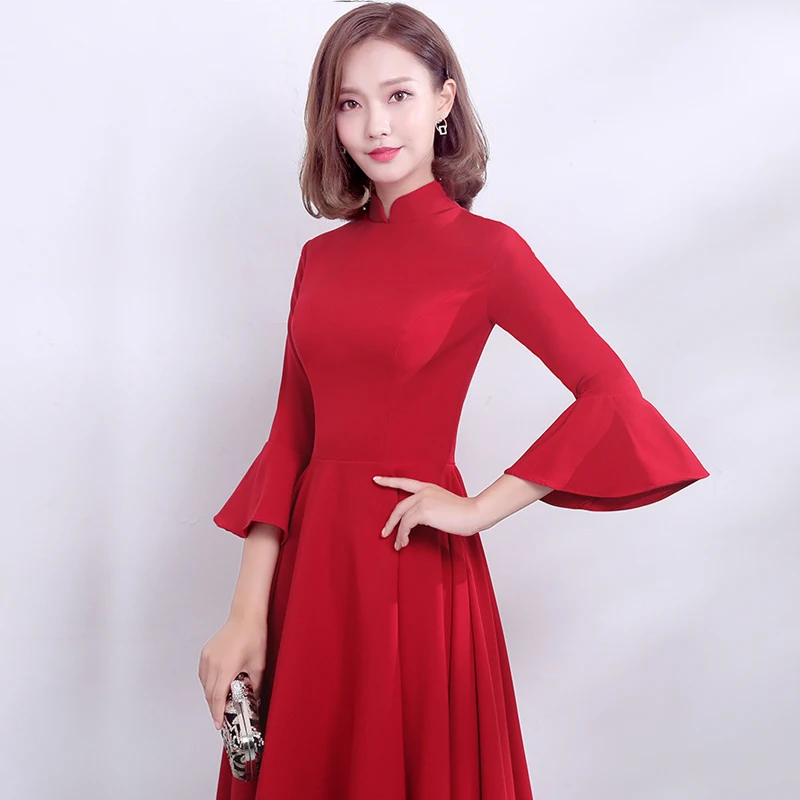 Красная Свадебная вечеринка женское платье класса люкс Китай Стиль для банкета