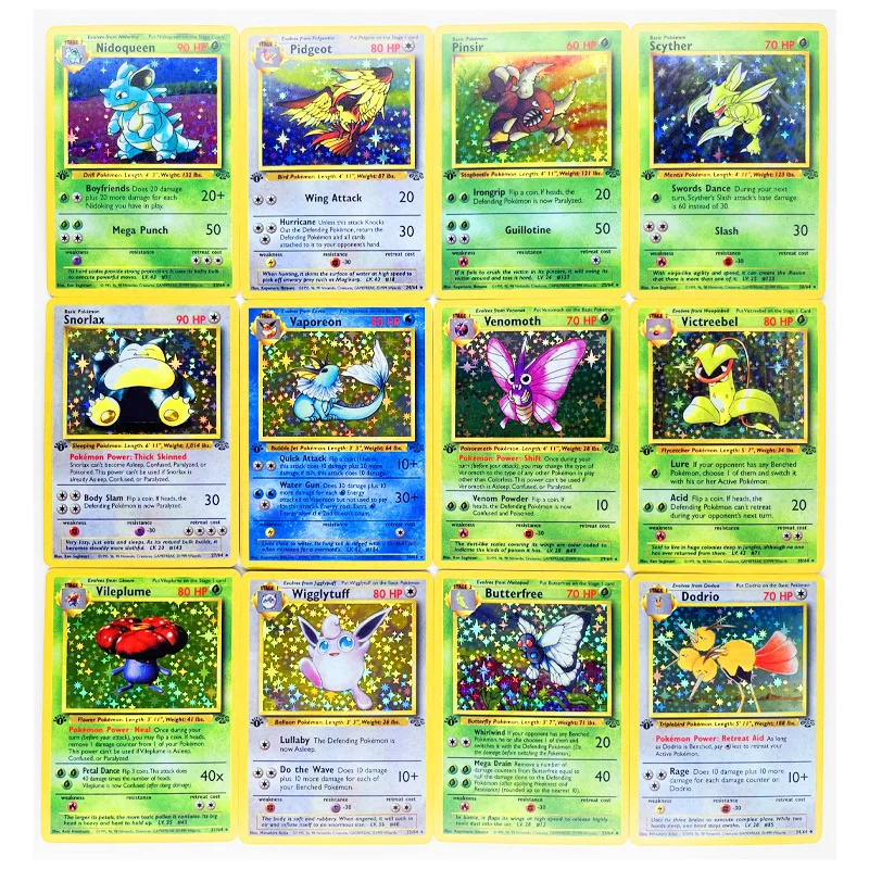 Set de 48 unids/set "Pokemon Jungle" 1997, paquete de expansi&oacute;n, reedici&oacute;n de juguetes, pasatiempos, colecci&oacute;n de juegos coleccionables, tarjetas de Anime-1