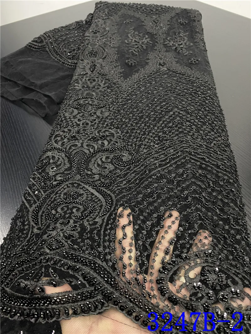 Красный цвет бисером кружева для Нигерии Свадебная одежда Кружева Французский