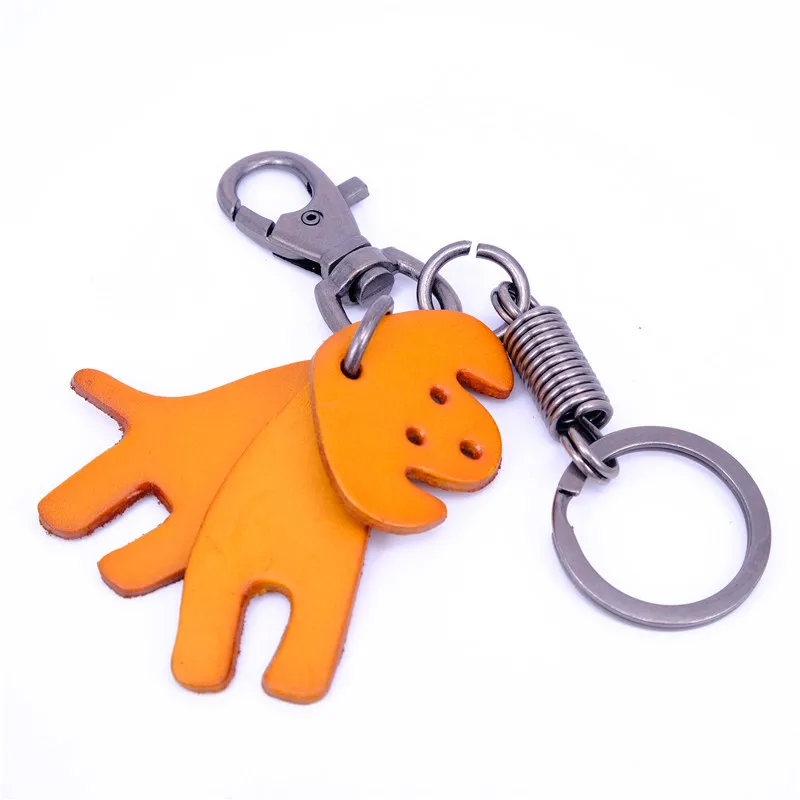 

Cute boy Leather Dog Keychain Animal Key Chain Car Key Ring Bag Pendant Leather Tassels Key Ring girl hanged Keychain 2020