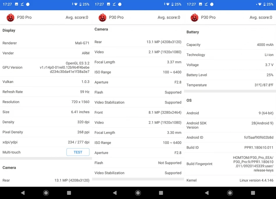 HOMTOM P30 Pro, 4 Гб ОЗУ, 64 Гб ПЗУ, Восьмиядерный мобильный телефон, 6,41 дюймов, полный дисплей, 13 МП, задняя камера, смартфон, отпечаток пальца