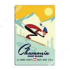Плакат лыжи от Chamonix, металлические вывески, декор для кинотеатра, гаража, живопись, Декор для дома, жестяные вывески, плакаты