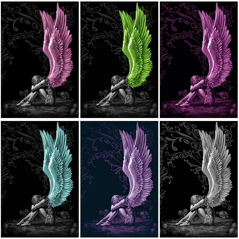 

Алмазная 5D картина «сделай сам», картина «Девушка-Опавшая ангел», полная выкладка, круглая вышивка крестиком, мозаика, украшение для дома