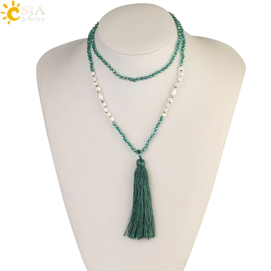 Женское Ожерелье из бисера CSJA стеклянное ожерелье с гранеными бусинами