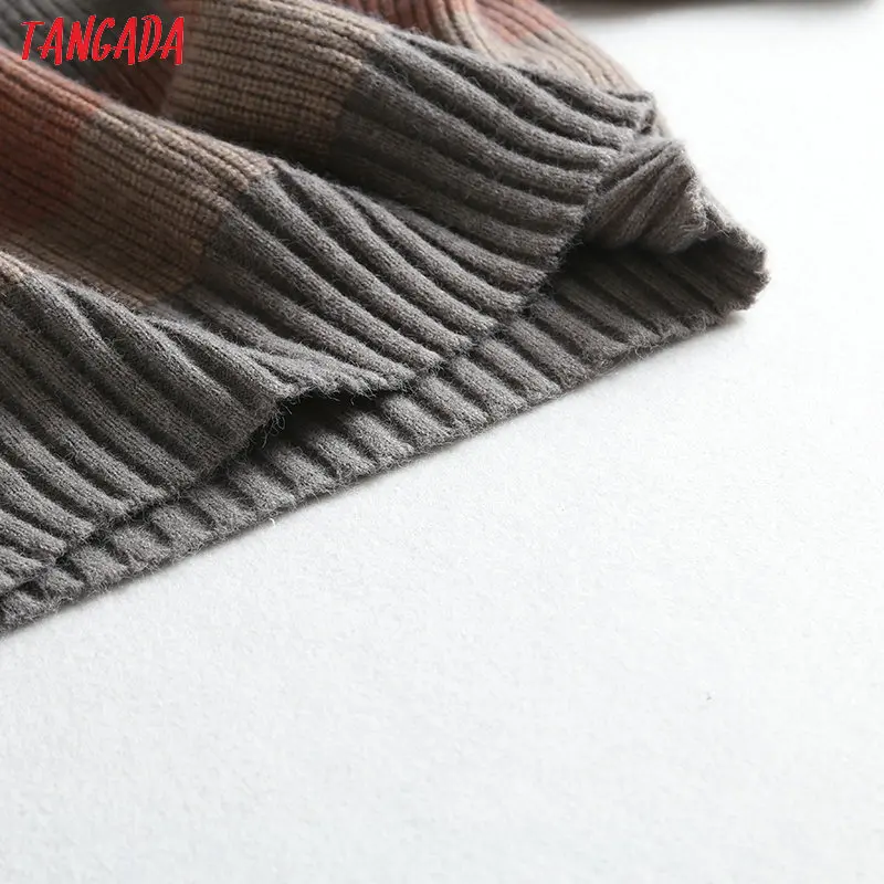Tangada women stripe pattern oversize long jumper sweater atumn winter fashion long sleeve o neck pullovers tops BC58