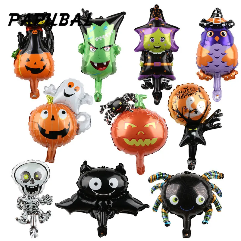 Mini globos de Halloween, decoraciones de Halloween, Ara&ntilde;a, murci&eacute;lago, calabaza, fantasma, Calavera, juguetes para ni&ntilde;os, 50 Uds.-0