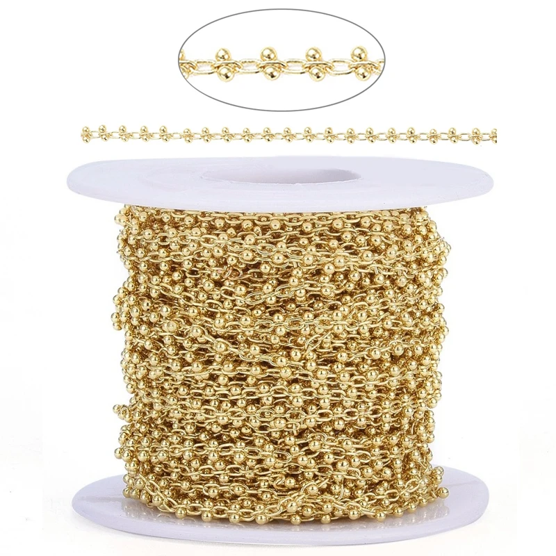 

10 м/рулон, спаянные латунные цепочки ручной работы из бисера с катушкой для изготовления ювелирных изделий своими руками, браслетов, ожерел...