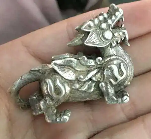 Античная латунь посеребренные хорек пара бронзового украшение ручной работы