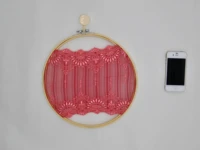 nature bamboo round wall hanging decorations flower embroidery red lace no grape02