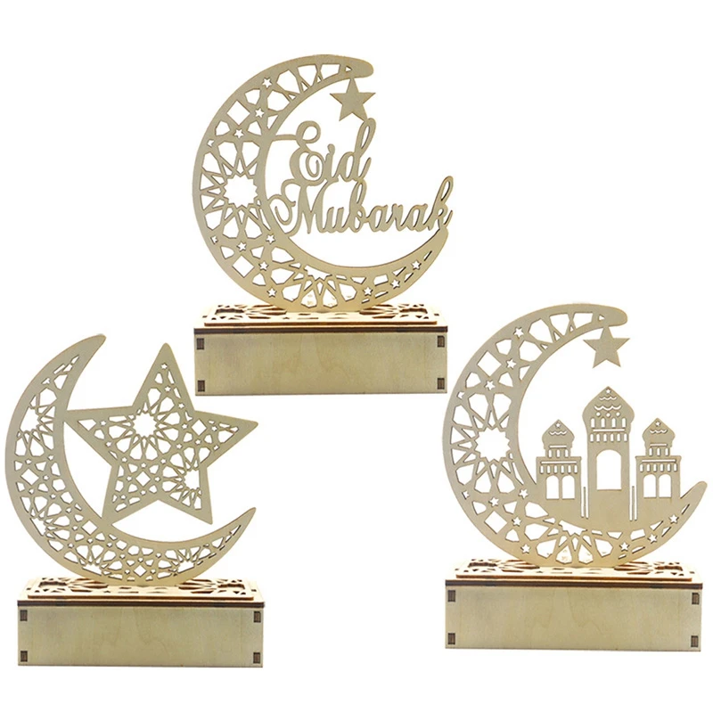 

Деревянный ИД Мубарак светильник Рамадан украшения для Рамадана Ислам подарков мусульманин висит Фонари дворец светильник