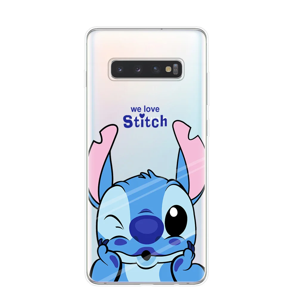 Милые чехлы для телефонов Disneys Stitch для samsung S10 S9 S8 Plus S10e 5G S6 S7 Edge S10Lite, Прозрачная силиконовая Мягкая задняя крышка
