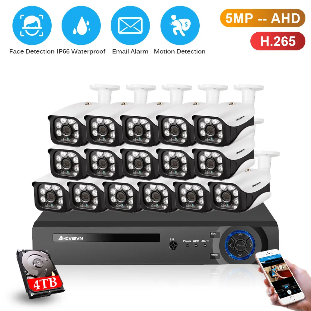 

CCTV Camera Security System 16CH DVR NVR Video Surveillance System 5MP AHD Outdoor Weatherproof CCTV Camera System Night Vision