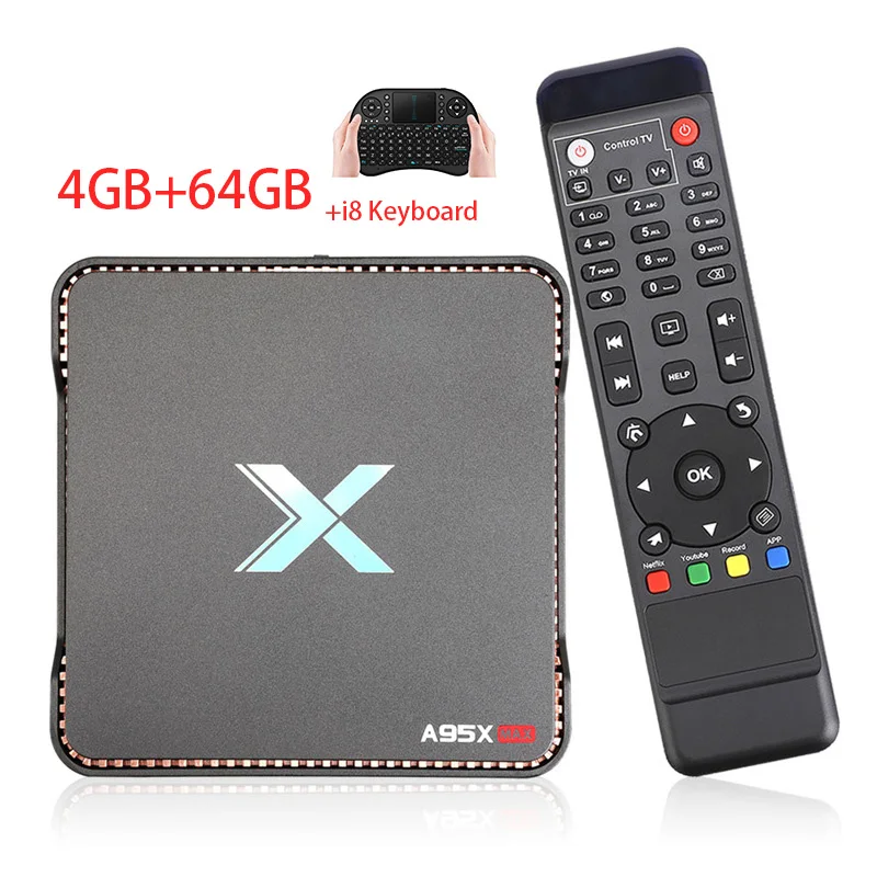Smart android tv box A95XMAX 4G 64GB Android 8,1 tv box 2,4/5,0G WiFi Bluetooth SSD HDD 1000M видео запись телеприставка ТВ