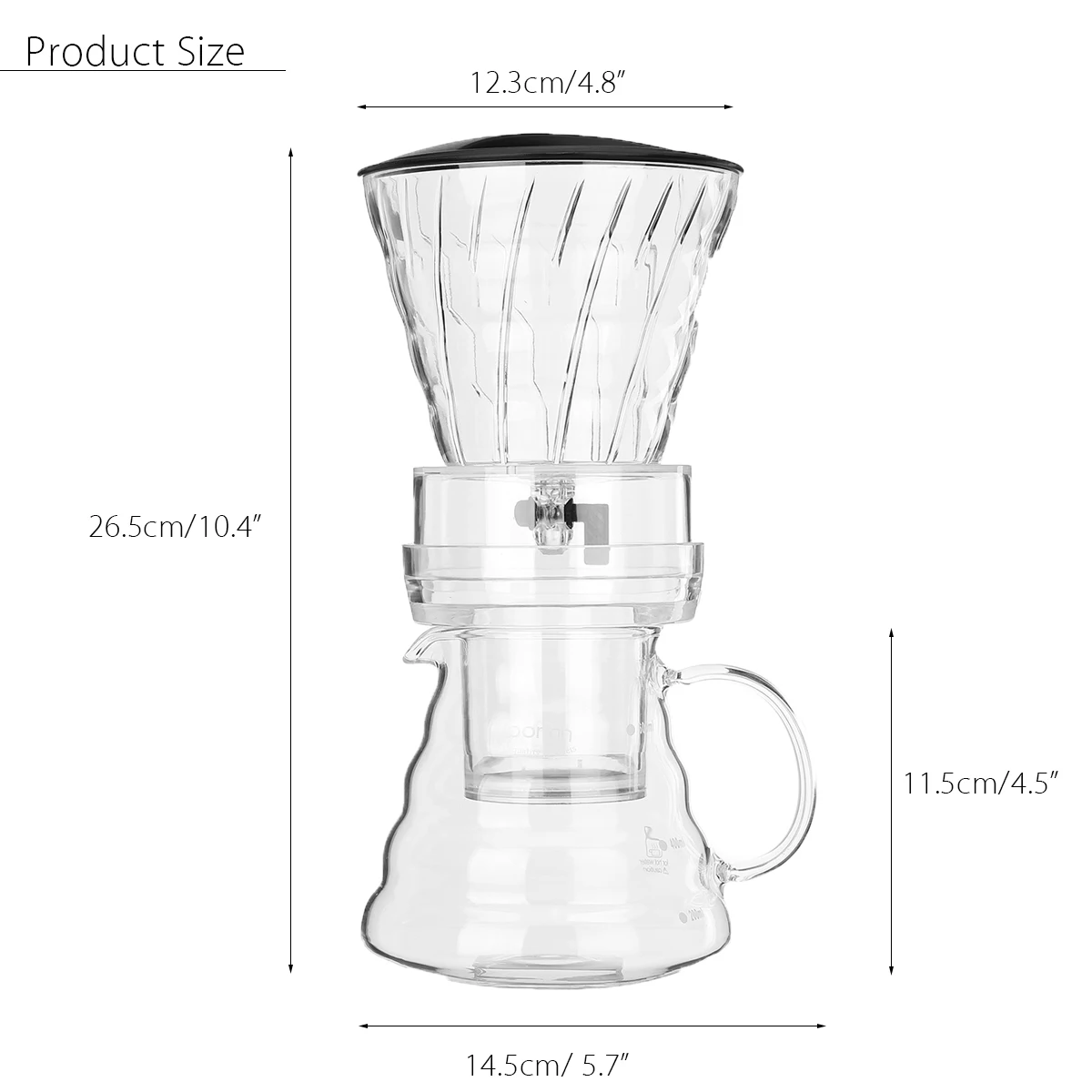 

600ml Glass Cold Iced Drip Brew Home Coffee Maker Pot Pour Over Coffeemaker Moka Latte Stovetop Filter Mocha Percolator