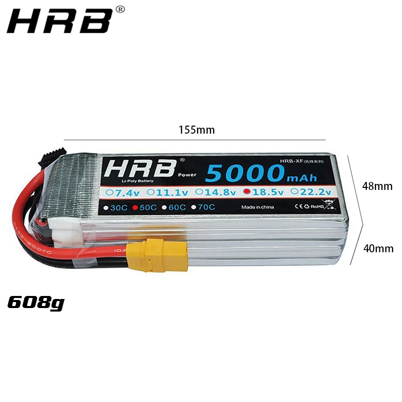 hrb 5s 185 v lipo батарея 5000mah 50c xt90 ec5 xt60 t deans xt90 s для rc quadcopter racing aircraf