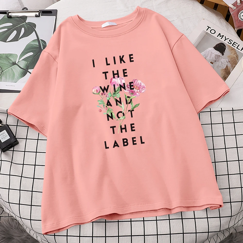 

Мужские футболки с принтом «I Like The Wine And Not The Label», свободные мягкие футболки большого размера с круглым вырезом, удобные летние футболки для ...