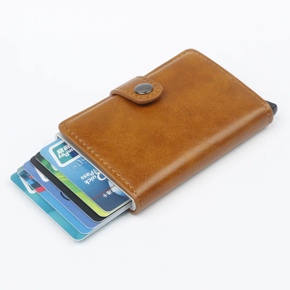 Мужской алюминиевый кошелек с задним карманом ID держатель для Карт RFID Блокировка мини тонкий металлический кошелек автоматический всплывающий кошелек для кредитных карт