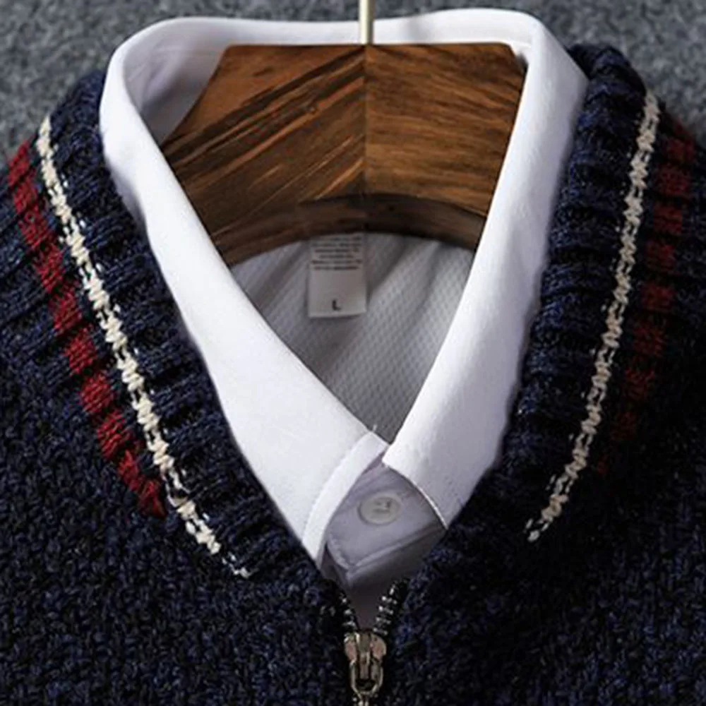 Мужской кардиган на молнии Черный Повседневный вязаный размера плюс 3XL в