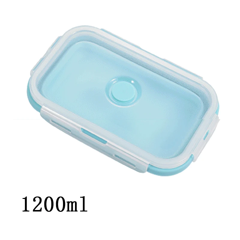 1200ml blue Силиконовый складной Ланч-бокс контейнер для хранения еды Bento Microwavable портативный пикник кемпинг открытый Ланч-бокс - Цвет: 1200ml blue