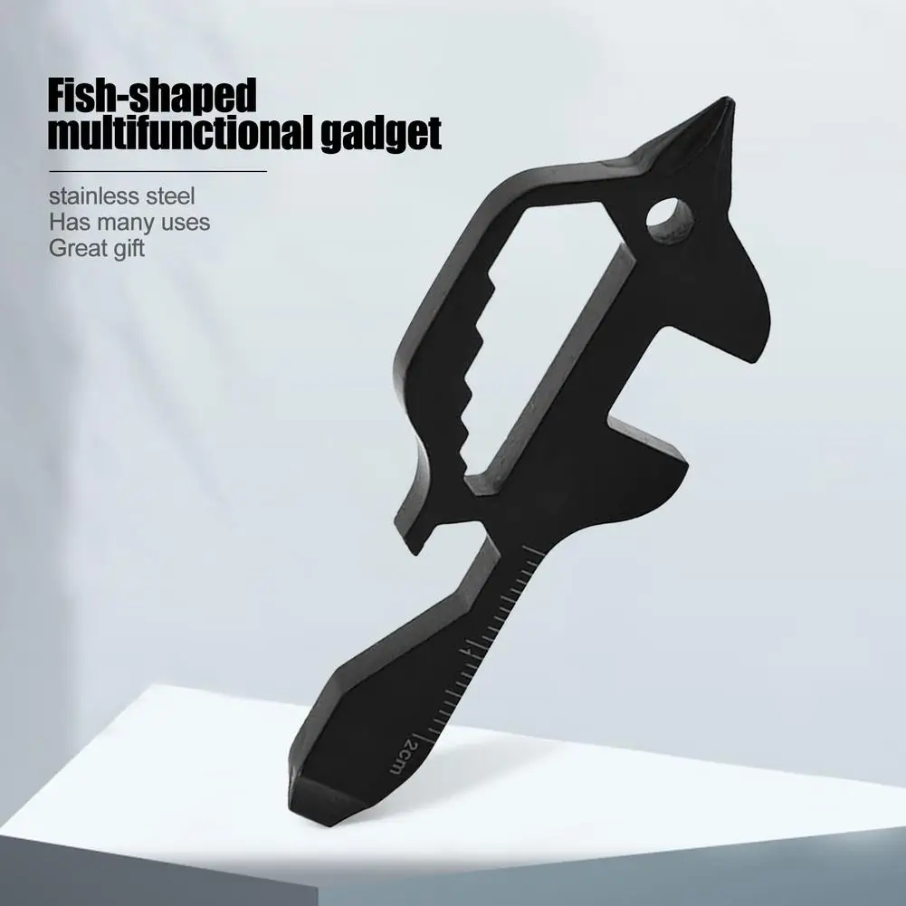 

7 в 1 Мультитул из нержавеющей стали в форме рыбы инструмент для повседневного использования Стандартный ключ отвертка ключ подвеска для ке...
