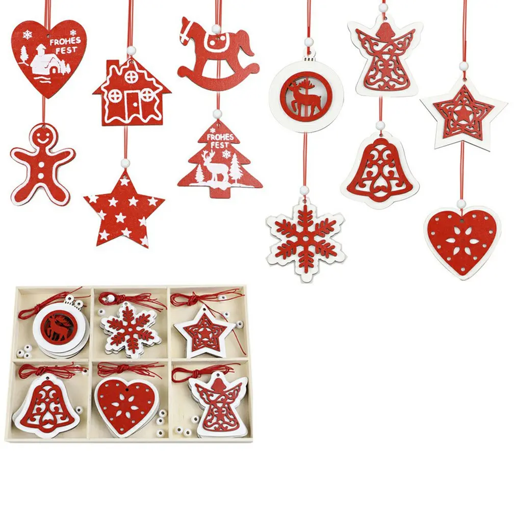 

Wood Chip Six Square Pendant Christmas Tree Decoration Pendant Home Creative DIY Grid Box Decoration Wood Products