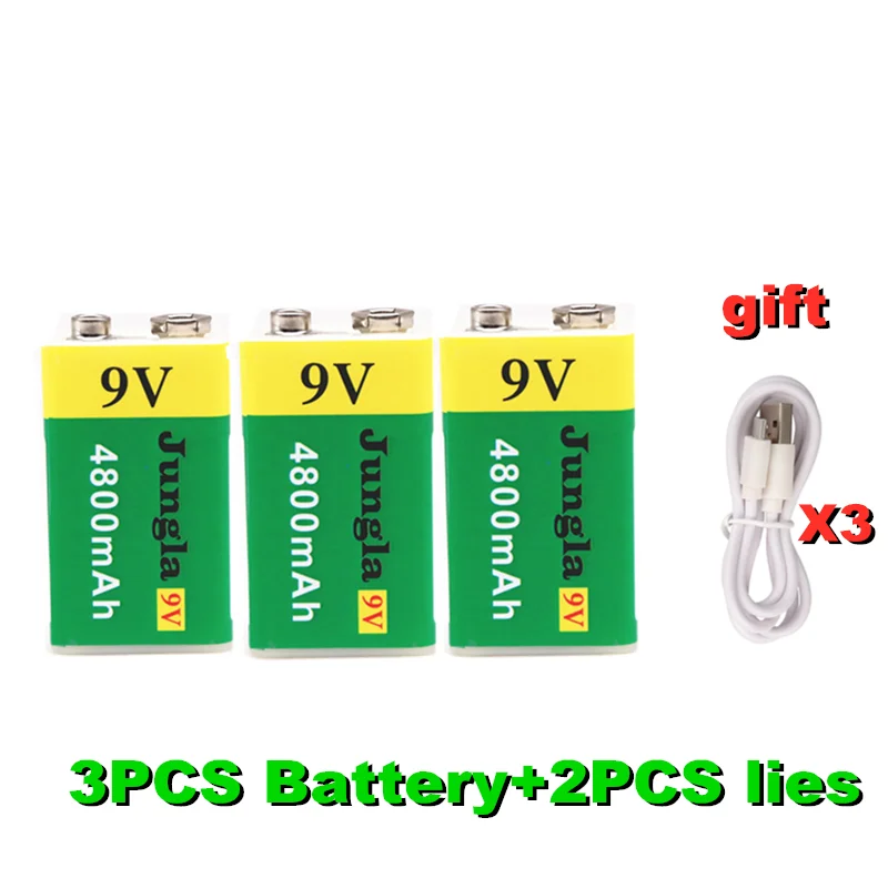 Высокая емкость USB Батарея 9V 4800 мА/ч литий ионный аккумулятор Перезаряжаемые
