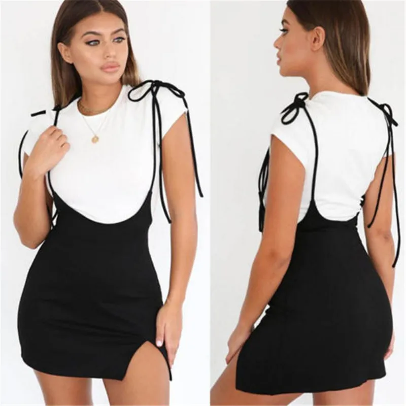 

Summer Ladies Short Mini Black Skirt Lace Up High Waist Stretch Pencil Short Suspender Skirts Empire High Fashion Sexy Skirt