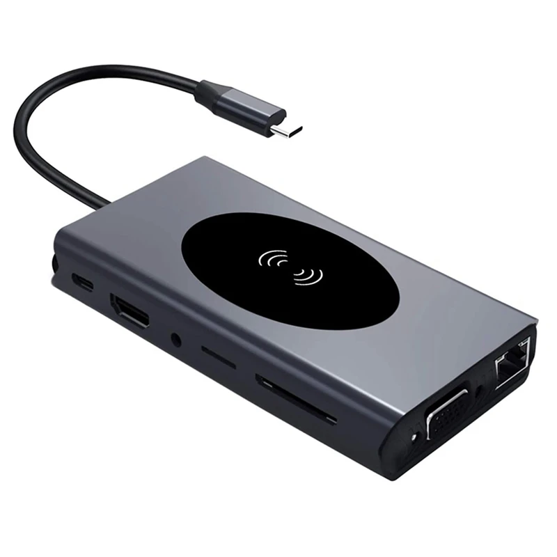 

USB-концентратор 13 в 1, док-станция с разными портами USB, 4K HDMI, VGA, Ethernet, для ноутбуков Pro и Type C