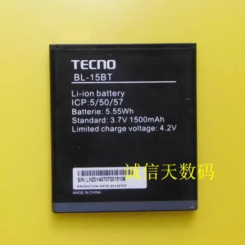 

TECNO BL-15BT Оригинальная Аккумуляторная батарея 1500mAh