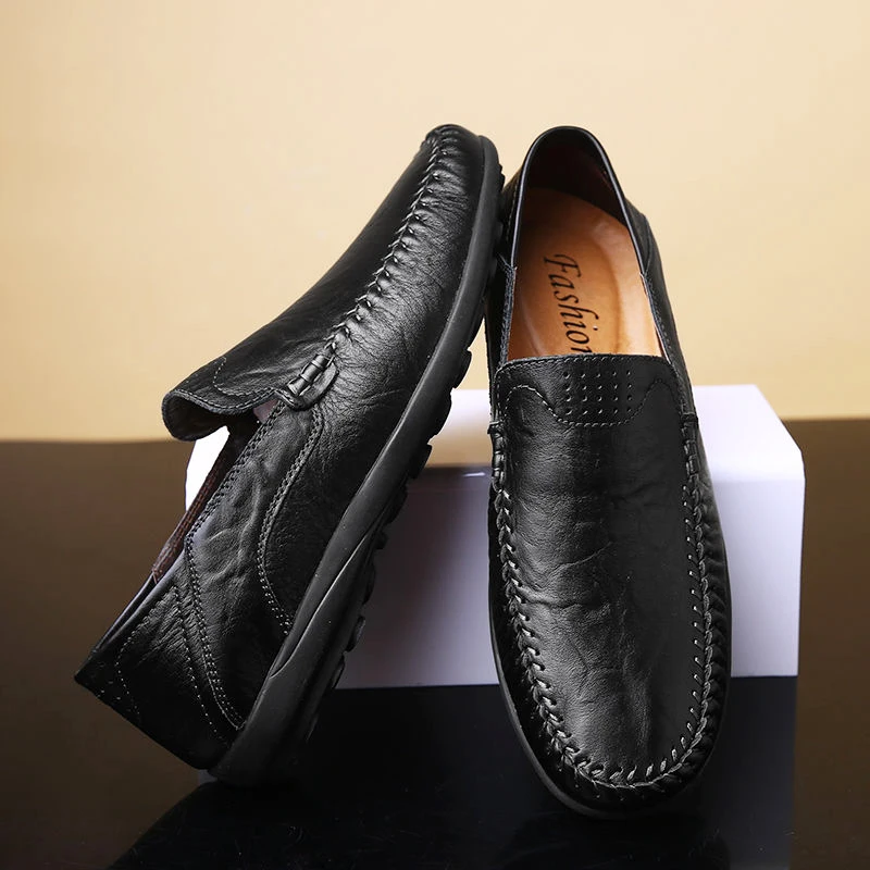 Men Casual Shoes Luxury Brand 2020 Leather Mens Loafers Moccasins Breathable Slip on Black Driving Plus Size 37-46 | Обувь