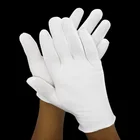 Хлопковые рабочие перчатки, высококачественные белые перчатки с защитой труда, средней толщины