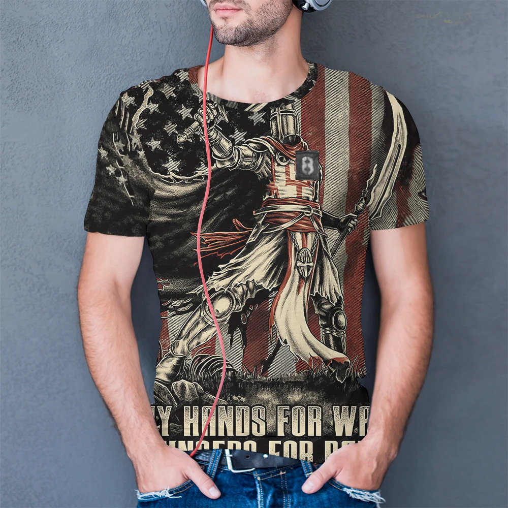 

Men's Clothing Breathable Oversized Casual Fashion T-shirt Harajuku Street Splash Ink American Flag Print Personality T-Shirts