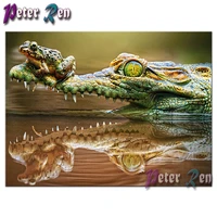 diamond painting picture of rhinestone full paste diamond embroidery stick drill cross stitch set little frog on crocodile mouth