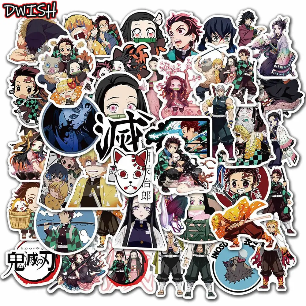 50 шт. Demon Slayer Kimetsu No Yaiba стикер ПВХ водонепроницаемый аниме скейтборд сделай сам
