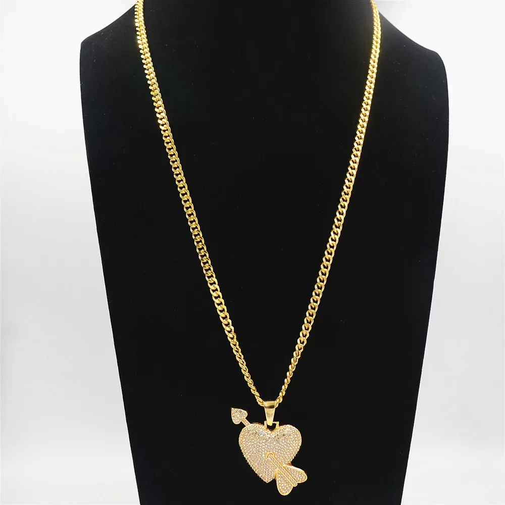 Мужское ожерелье в стиле хип-хоп модная подвеска со стрелкой через сердце