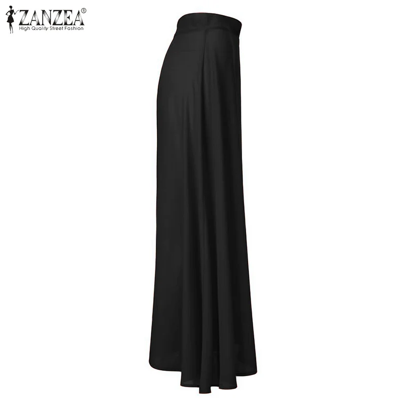 ZANZEA 2020 Fashion Women Sexy High Slit Skirts Casual Back Zipper Up Maxi Faldas Mujer Bohemian Beach Party Long | Женская одежда