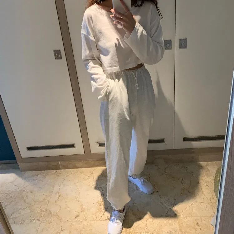 Женские осенние штаны шаровары с высокой талией уличная одежда эластичные брюки