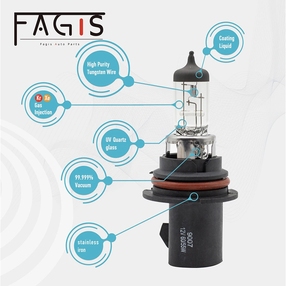 Fagis 2 шт. 9007 HB5 Hi/ Lo луч Автомобильные фары автомобильные галогеновые лампы